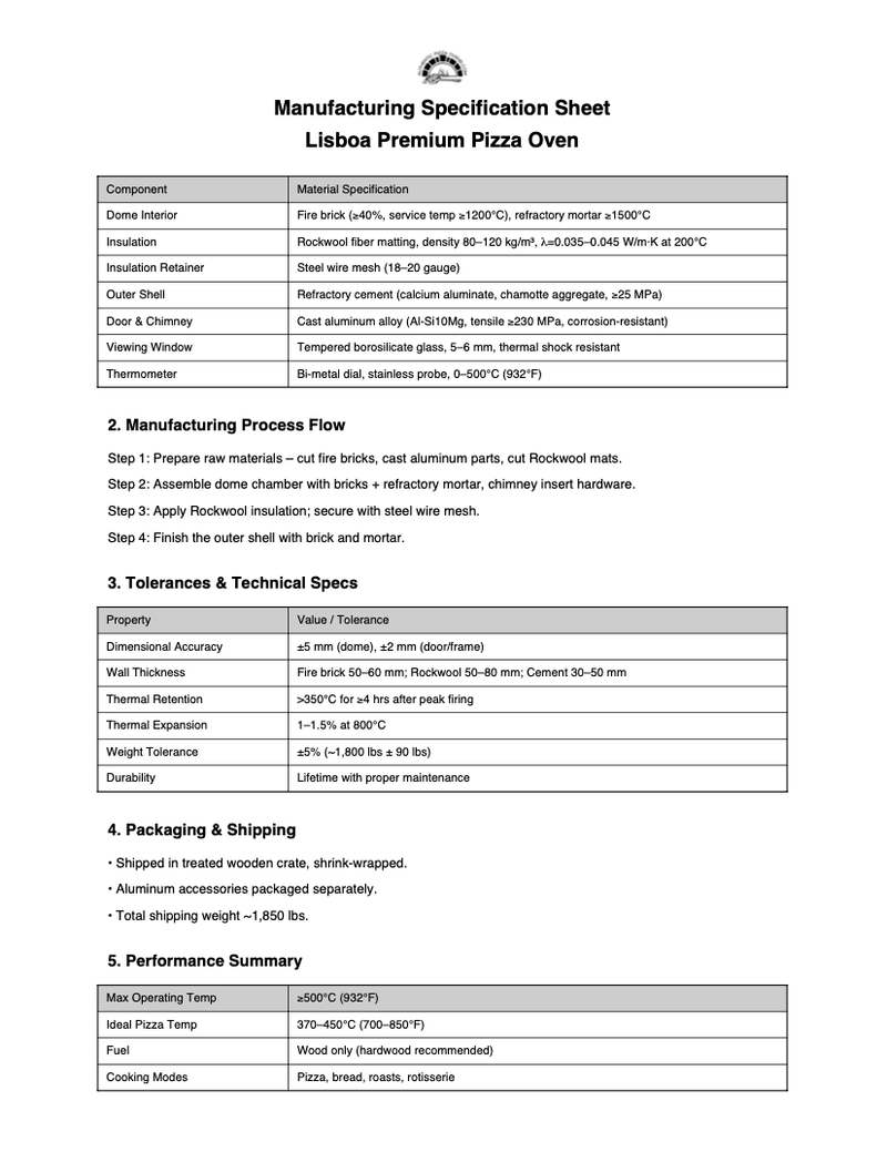 LISBOA ALTO PREMIUM PIZZA OVEN (SCRATCH) - Authentic Pizza Ovens