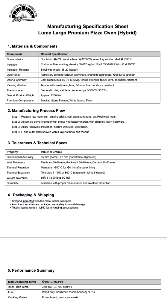 LUME LARGO PREMIUM PIZZA OVEN **BRAND NEW** - Hybrid - Authentic Pizza Ovens